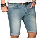 Alessandro Salvarini Herren Jeans Shorts Hellblau Slim Fit O105 W30