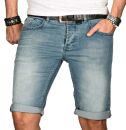 Alessandro Salvarini Herren Jeans Shorts Hellblau Slim Fit O105 W38