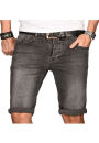 Alessandro Salvarini Herren Jeans Shorts Dunkelgrau Slim Fit O106 W31