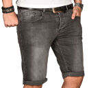 Alessandro Salvarini Herren Jeans Shorts Dunkelgrau Slim Fit O106 W31