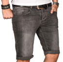 Alessandro Salvarini Herren Jeans Shorts Dunkelgrau Slim Fit O106 W33