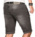 Alessandro Salvarini Herren Jeans Shorts Dunkelgrau Slim Fit O106 W33