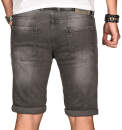 Alessandro Salvarini Herren Jeans Shorts Dunkelgrau Slim Fit O106 W33
