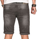 Alessandro Salvarini Herren Jeans Shorts Dunkelgrau Slim Fit O106 W33