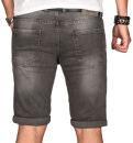 Alessandro Salvarini Herren Jeans Shorts Dunkelgrau Slim Fit O106 W38