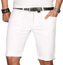 Alessandro Salvarini Herren Jeans Shorts Weiss Slim Fit O107 W30