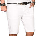 Alessandro Salvarini Herren Jeans Shorts Weiss Slim Fit O107 W30
