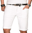 Alessandro Salvarini Herren Jeans Shorts Weiss Slim Fit O107 W32