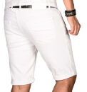 Alessandro Salvarini Herren Jeans Shorts Weiss Slim Fit O107 W32