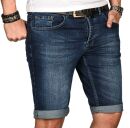 Alessandro Salvarini Herren Jeans Shorts Hellblau Slim Fit O108 W32