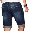 Alessandro Salvarini Herren Jeans Shorts Hellblau Slim Fit O108 W32