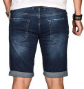 Alessandro Salvarini Herren Jeans Shorts Hellblau Slim Fit O108 W32