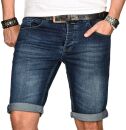 Alessandro Salvarini Herren Jeans Shorts Hellblau Slim Fit O108 W38