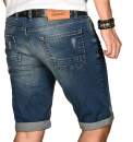 Alessandro Salvarini Herren Jeans Shorts Mittelblau Slim Fit O109