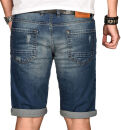 Alessandro Salvarini Herren Jeans Shorts Mittelblau Slim Fit O109 W29