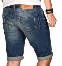 Alessandro Salvarini Herren Jeans Shorts Mittelblau Slim Fit O109 W33
