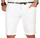 Alessandro Salvarini Herren Jeans Shorts Weiss Slim Fit O140