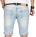 Alessandro Salvarini Herren Jeans Shorts Hellblau Slim Fit O141