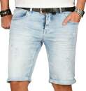 Alessandro Salvarini Herren Jeans Shorts Ozeanblau Slim...