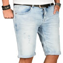 Alessandro Salvarini Herren Jeans Shorts Ozeanblau Slim Fit O142 W29