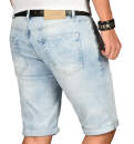 Alessandro Salvarini Herren Jeans Shorts Ozeanblau Slim Fit O142 W34
