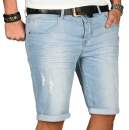 Alessandro Salvarini Herren Jeans Shorts Hellblau Slim Fit O143