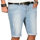 Alessandro Salvarini Herren Jeans Shorts Hellblau Slim...