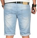 Alessandro Salvarini Herren Jeans Shorts Hellblau Slim Fit O143