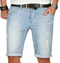 Alessandro Salvarini Herren Jeans Shorts Hellblau Slim Fit O143 W34