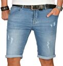Alessandro Salvarini Herren Jeans Shorts Mittelblau Slim Fit O144