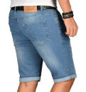 Alessandro Salvarini Herren Jeans Shorts Mittelblau Slim Fit O144 W34