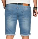 Alessandro Salvarini Herren Jeans Shorts Mittelblau Slim Fit O144 W34