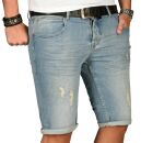 Alessandro Salvarini Herren Jeans Shorts Blau Slim Fit O145