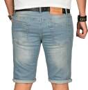Alessandro Salvarini Herren Jeans Shorts Blau Slim Fit O145 W29