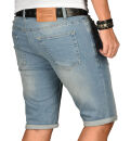 Alessandro Salvarini Herren Jeans Shorts Blau Slim Fit O145 W34