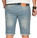 Alessandro Salvarini Herren Jeans Shorts Blau Slim Fit O145 W34