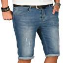 Alessandro Salvarini Herren Jeans Shorts Blau Slim Fit O146