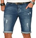 Alessandro Salvarini Herren Jeans Shorts Dunkelblau Slim...