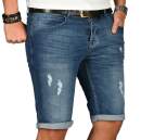 Alessandro Salvarini Herren Jeans Shorts Dunkelblau Slim...
