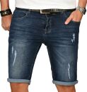 Alessandro Salvarini Herren Jeans Shorts Night Blue Slim...