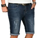 Alessandro Salvarini Herren Jeans Shorts Night Blue Slim Fit O148 W29