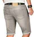 Alessandro Salvarini Herren Jeans Shorts Hellgrau Slim Fit O149 W29