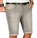 Alessandro Salvarini Herren Jeans Shorts Hellgrau Slim Fit O149 W30