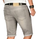 Alessandro Salvarini Herren Jeans Shorts Hellgrau Slim Fit O149 W30