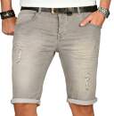 Alessandro Salvarini Herren Jeans Shorts Hellgrau Slim Fit O149 W33
