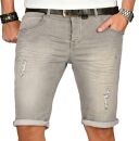 Alessandro Salvarini Herren Jeans Shorts Hellgrau Slim Fit O149 W34