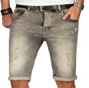 Alessandro Salvarini Herren Jeans Shorts Grau O150
