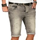 Alessandro Salvarini Herren Jeans Shorts Grau O150