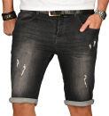 Alessandro Salvarini Herren Jeans Shorts Schwarz O151