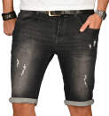 Alessandro Salvarini Herren Jeans Shorts Schwarz O151 W29